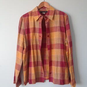Vintage 90s Bianca Nygard Plaid Linen Shirt